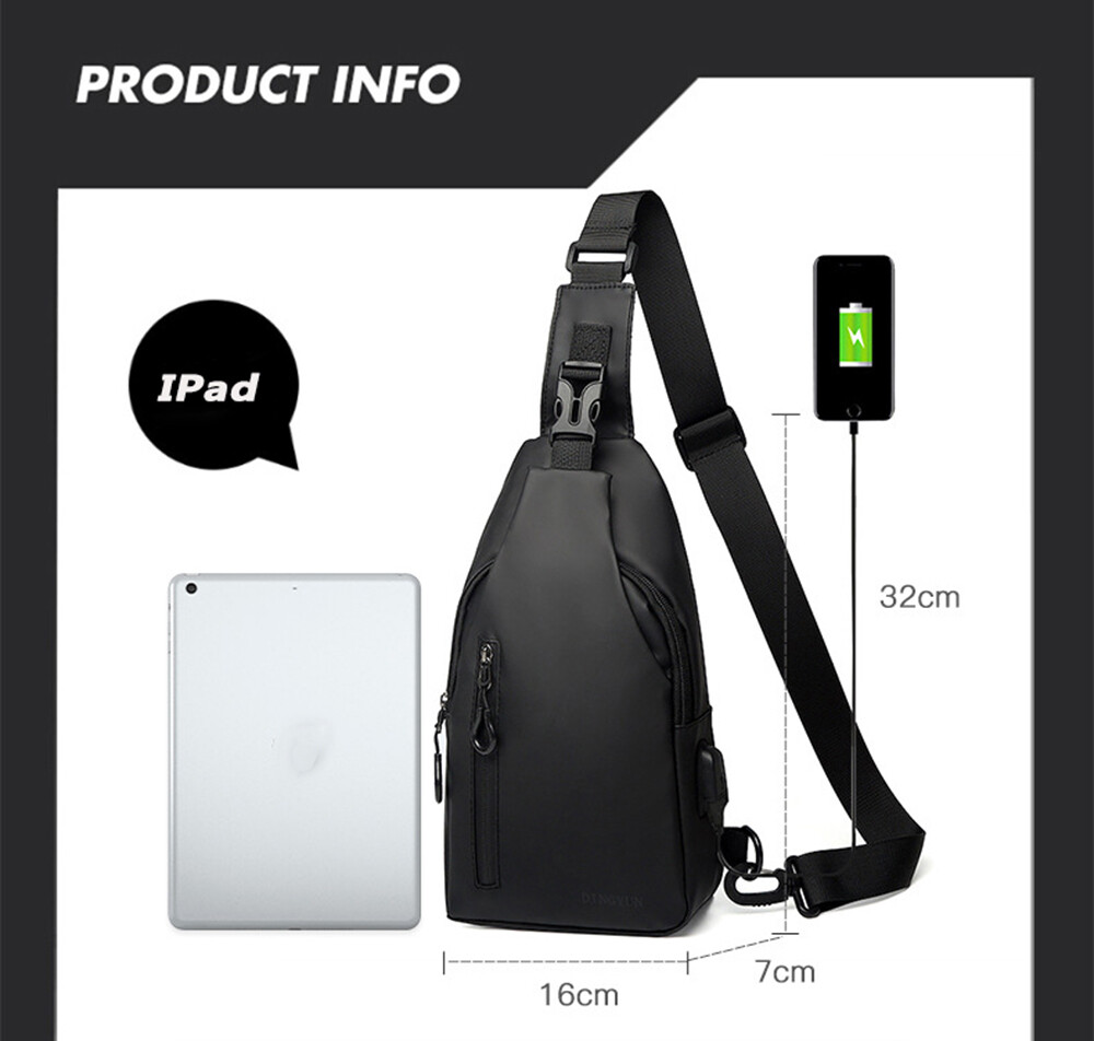 Men’s Crossbody Bag Large Capacity Zipper Front Pack Adjustable Sports Bag Gift