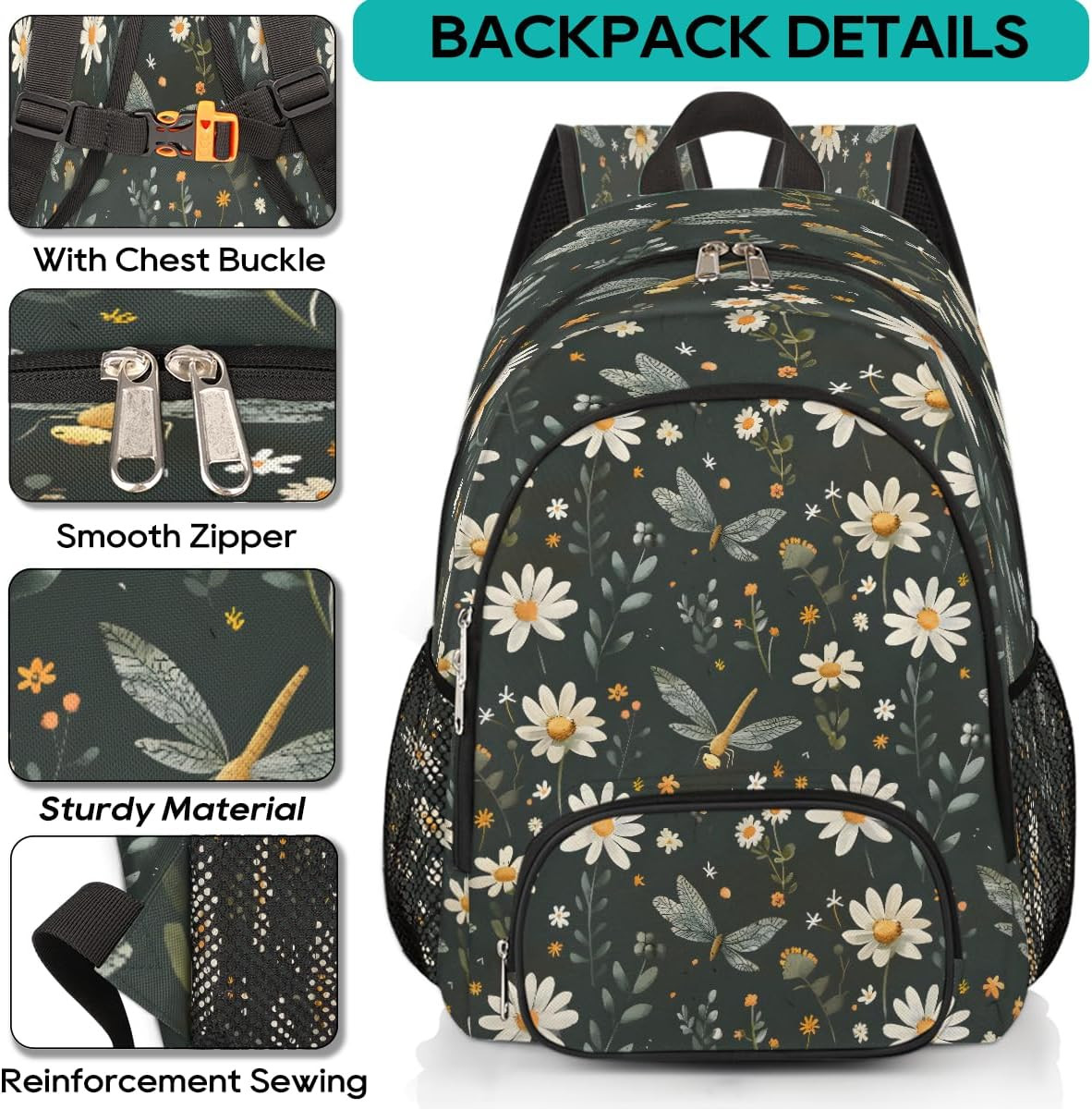 Butterfly Daisy Travel Laptop Backpack for Women Men Bookbag Casual Daypack Fits