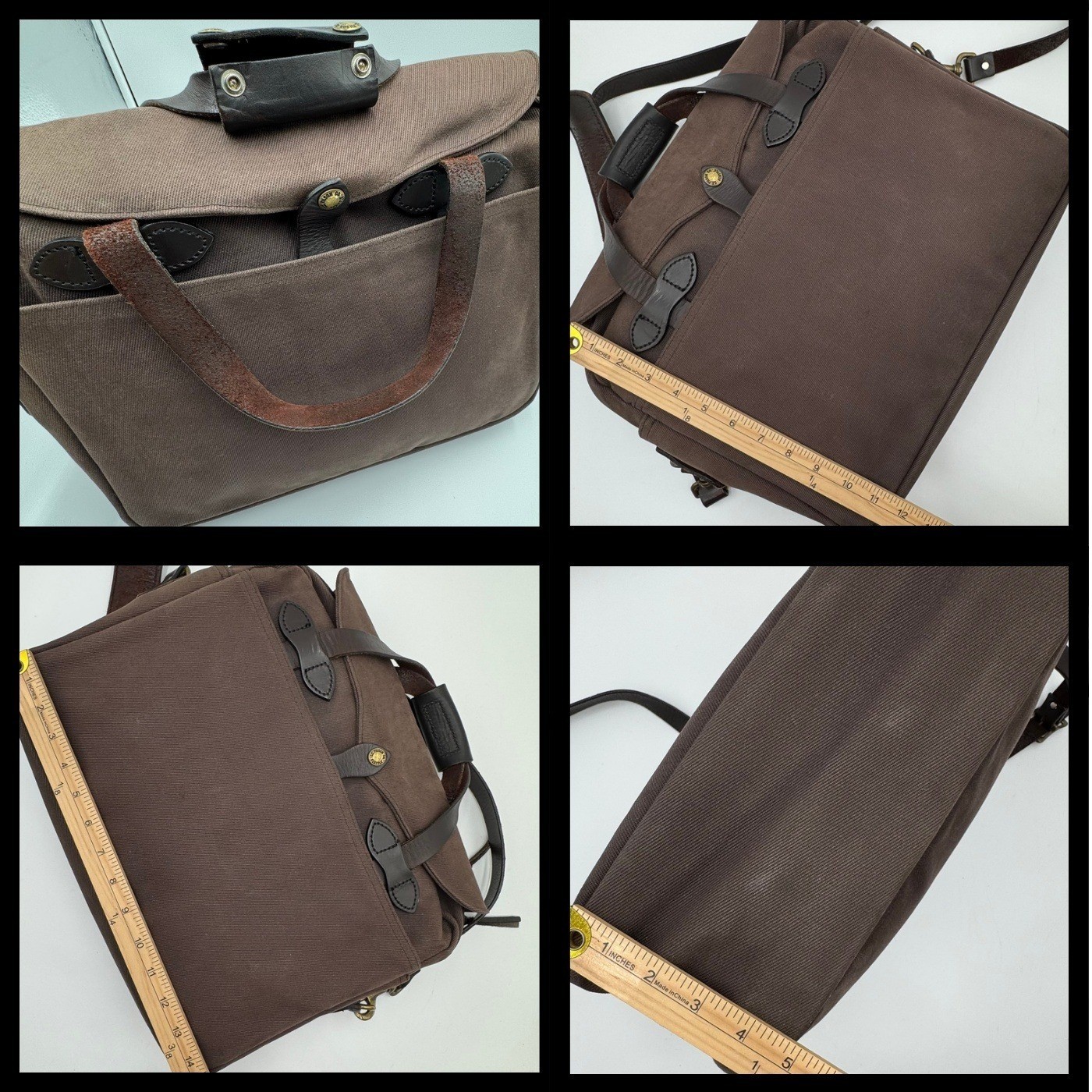 Filson 257 Briefcase Brown Rugged Twill Leather Messenger Laptop Luxury USA Made