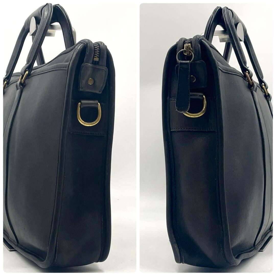 Coach Glove Tanned Leather Briefcase 2 Way Black Business Bag 5282 Men A4 PC