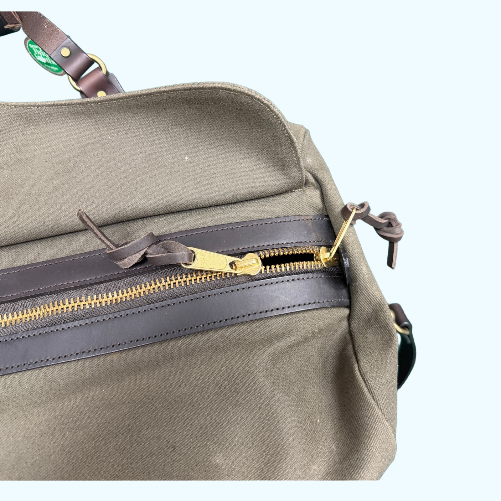 Filson Medium Rugged Twill Duffle Bag Bridle Leather Otter Green 222, 70222 OT