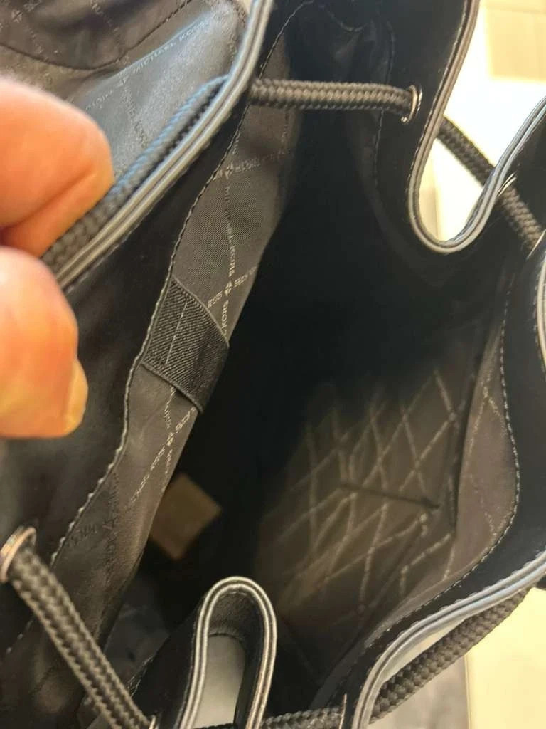 Michael Kors Cooper City Men Buckle Side Pockets Leather Travel Backpack Black