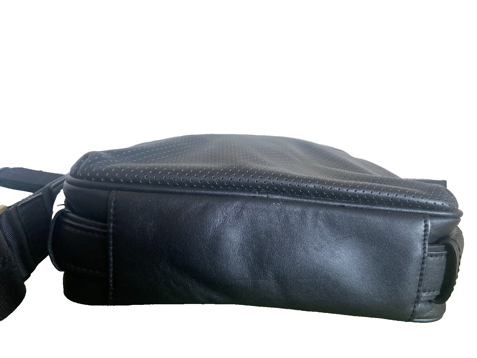 by Tonino Lamborghini Perforated Leather Men’s Crossbody/Shoulder Bag – Black