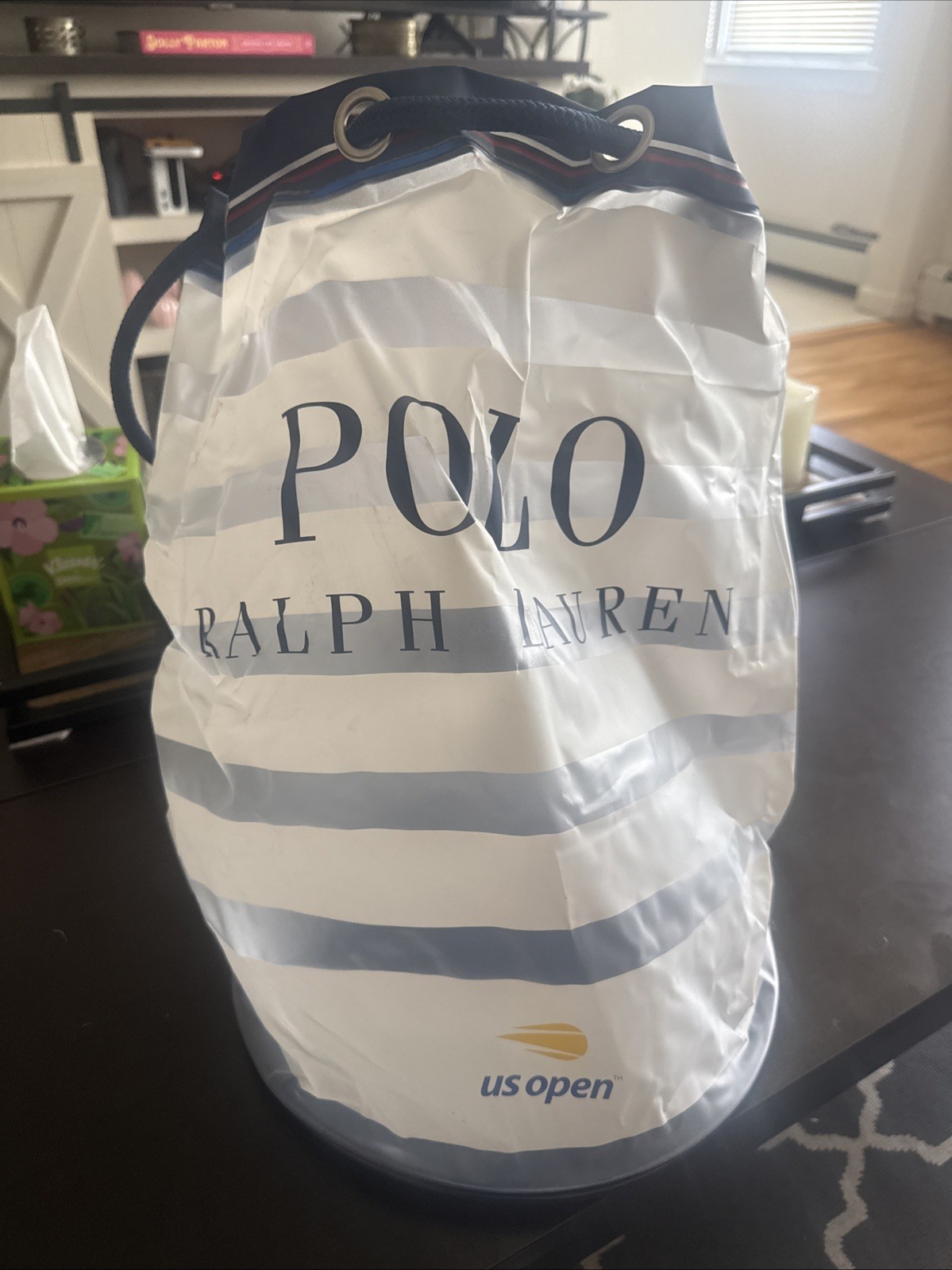 Polo Ralph Lauren US Open White Drawstring Bag Travel Gym Sack White Frost