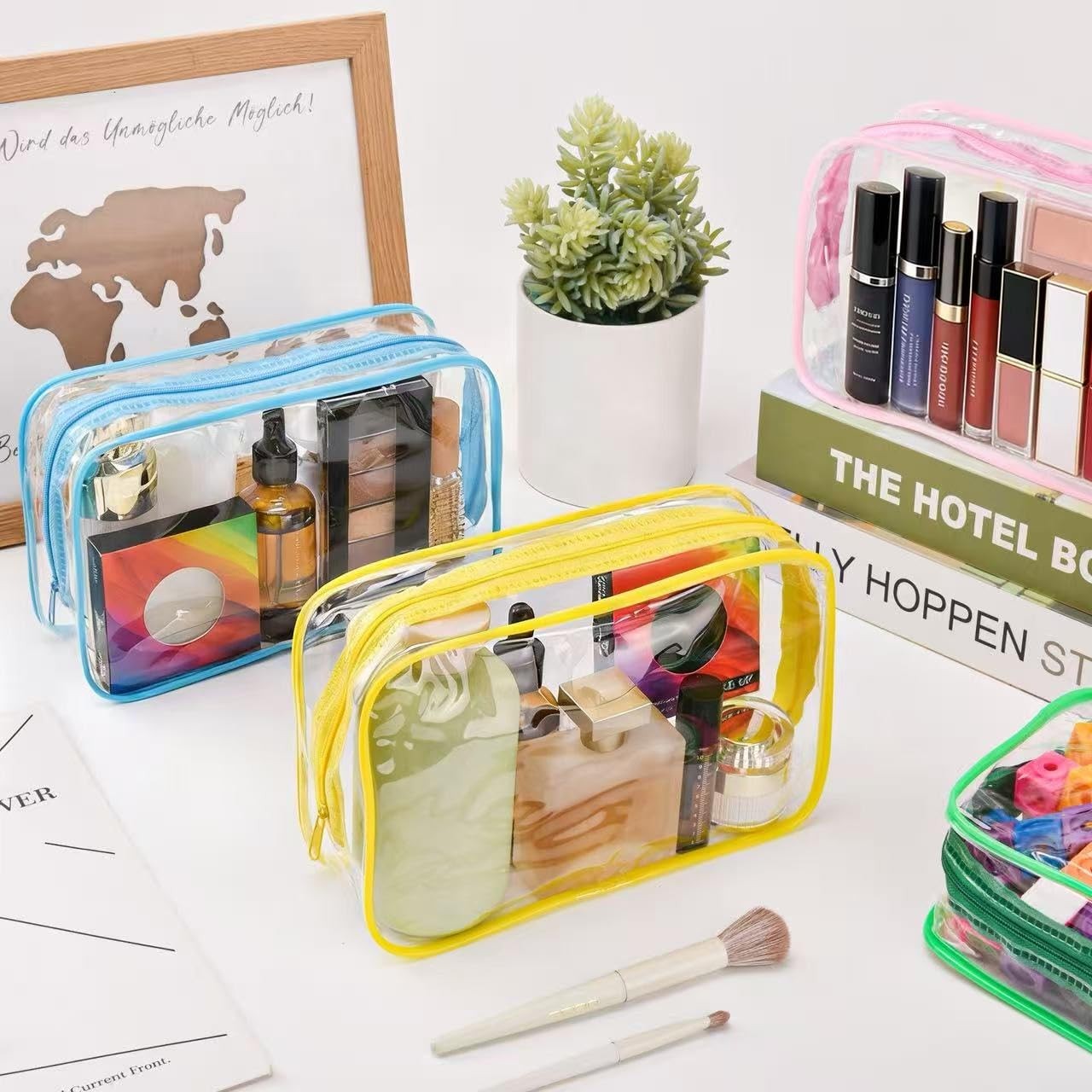 MZLUWM10 Pack Clear Cosmetic Bags Bulk Portable PVC Multicolor 01
