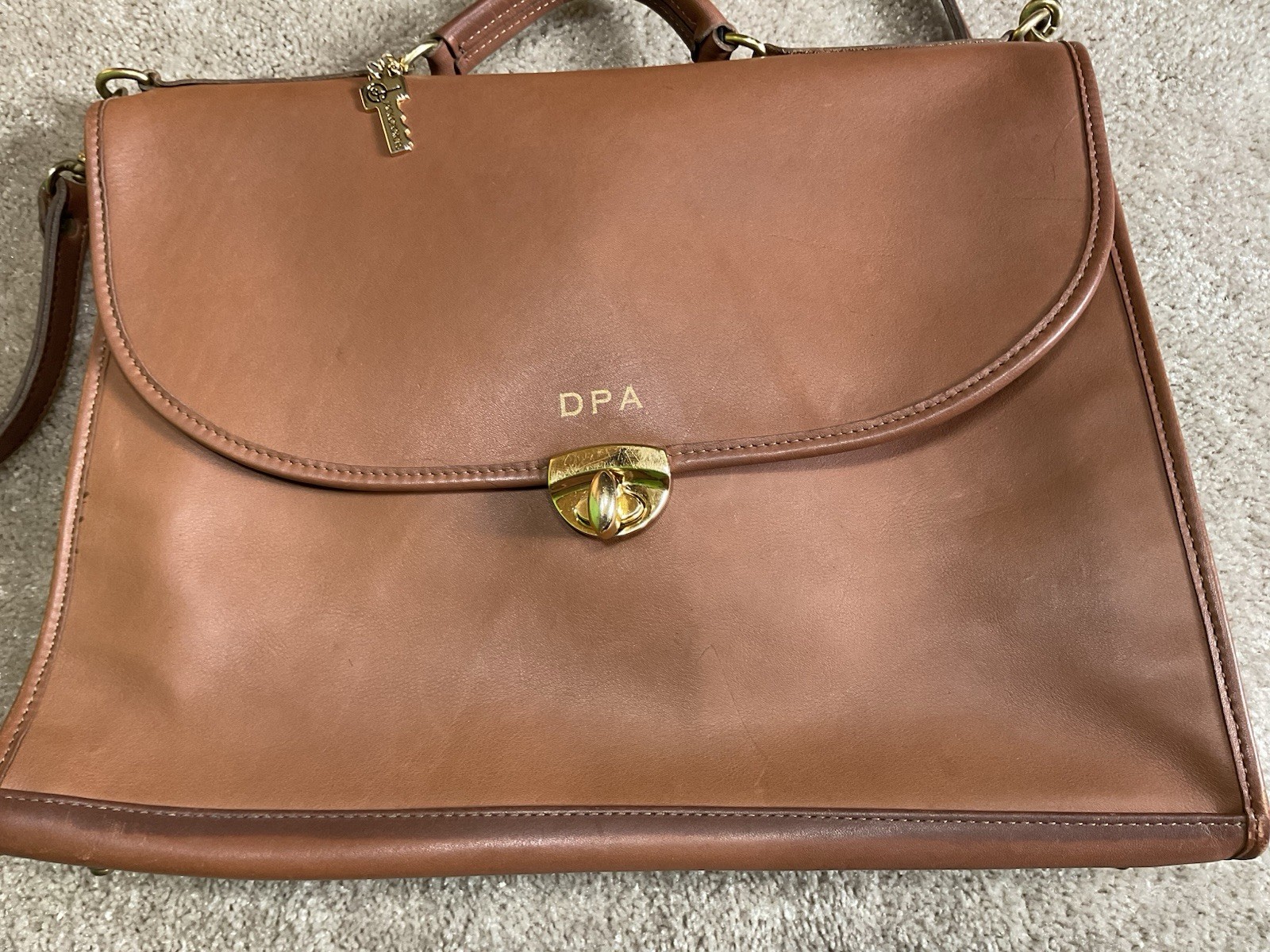 Vintage Jack Georges USA Leather Briefcase Messenger Satchel Bag Cognac Brown