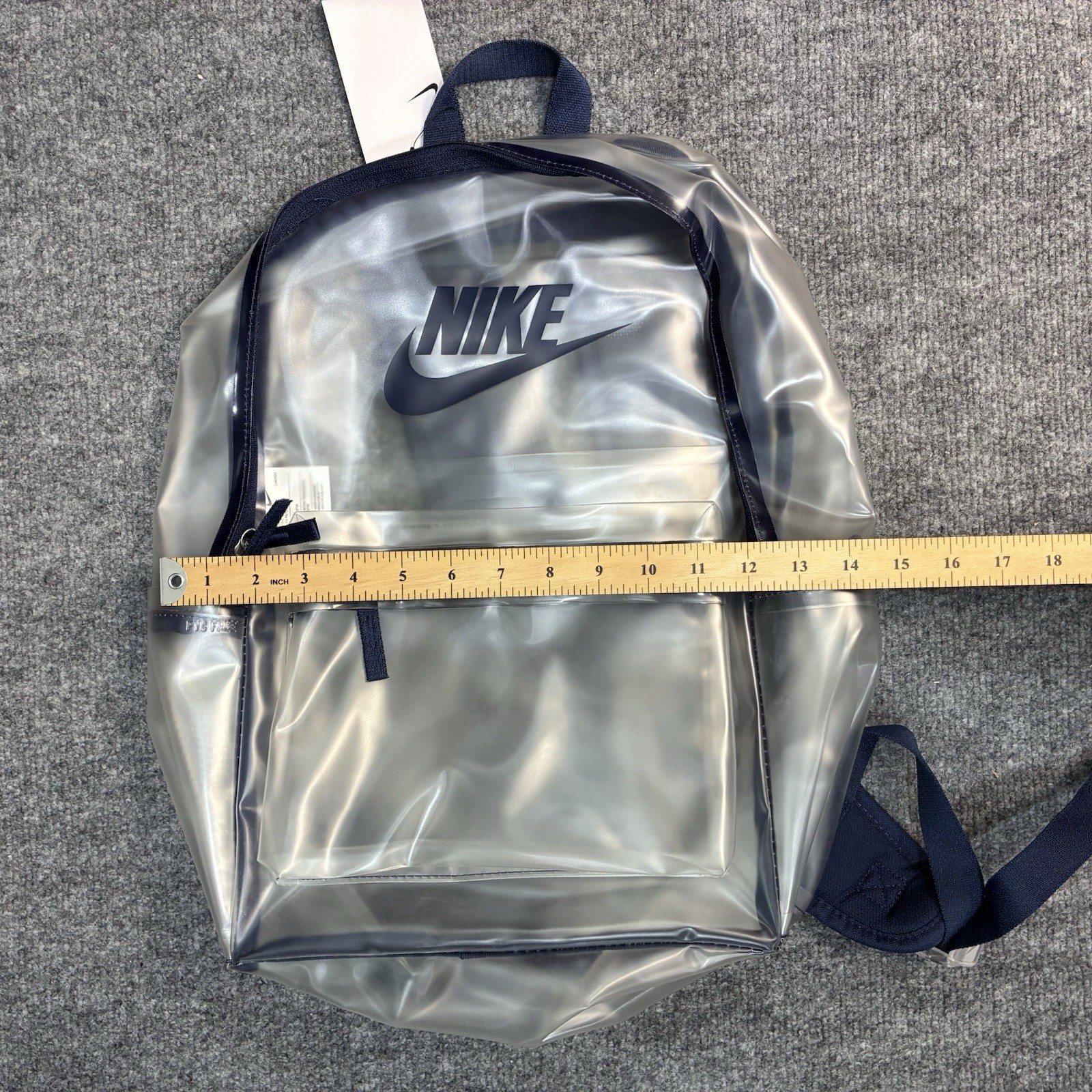 Nike Heritage Clear Backpack Transparent Midnight Navy School Stadium HV8920-907