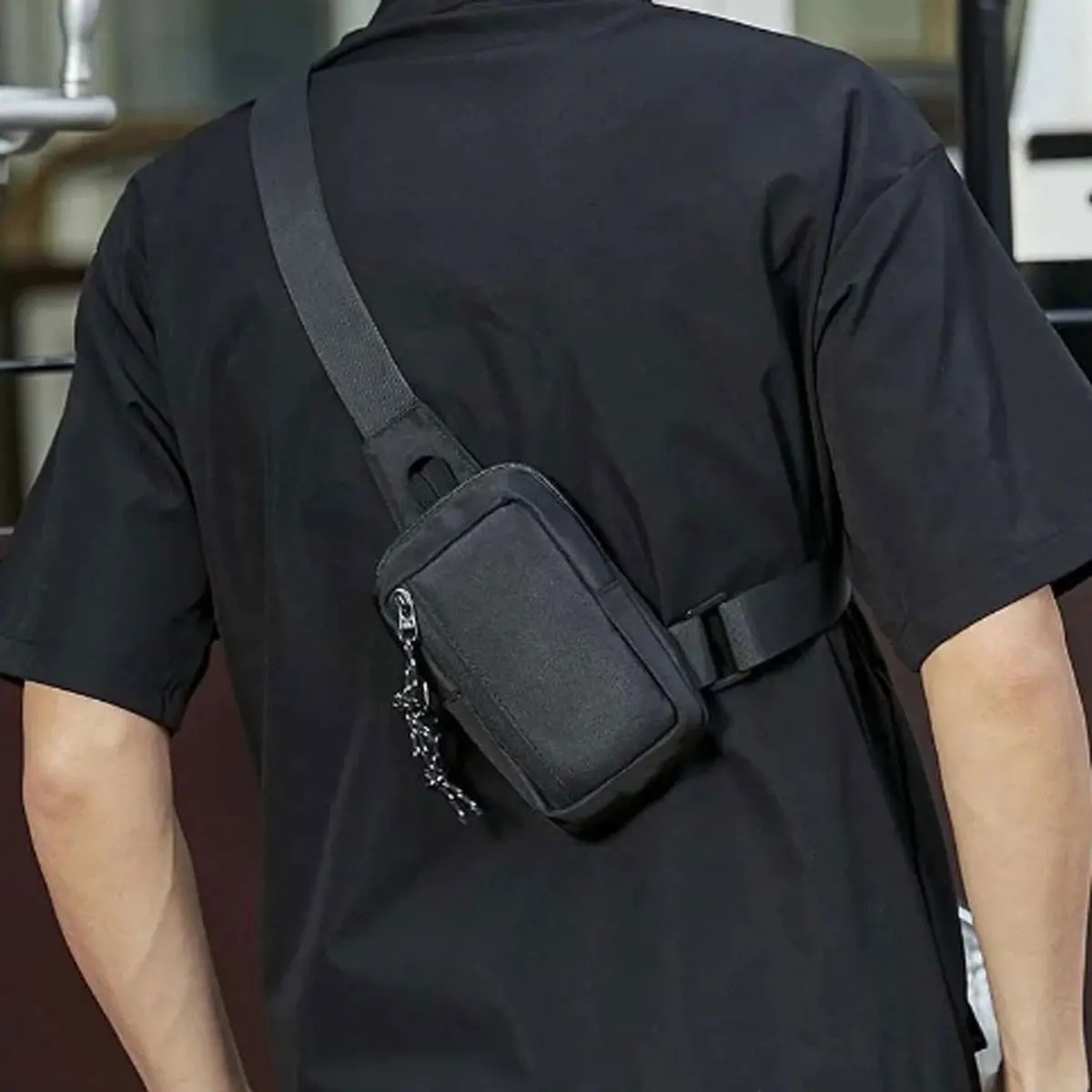 Men’s Small Crossbody Shoulder Bag Oxford Chest Sling Pack Casual Travel Purse