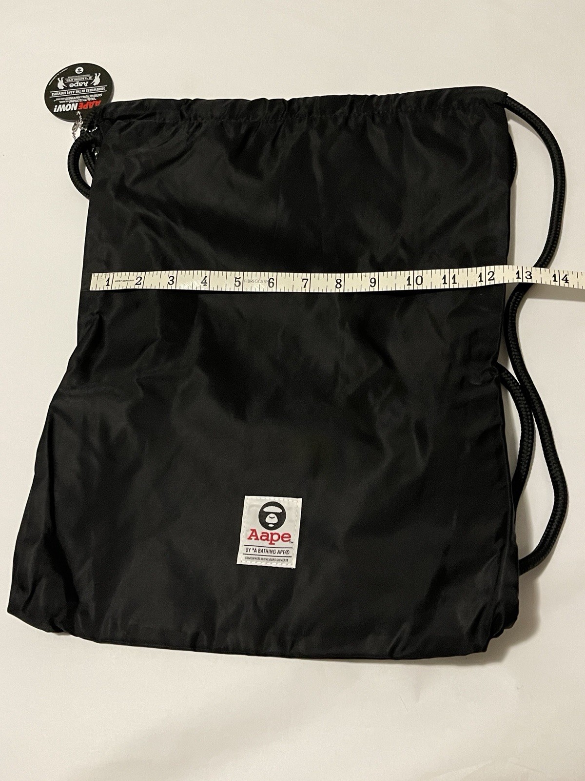 Aape By A Bathing Ape Drawstring Bag Black 17″ x 12.5″ NEW! BAPE