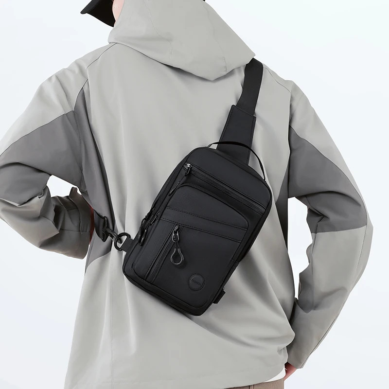 Soft Waterproof PU Leather Chest Bag Men Fashion Casual Sling Crossbody Shoulder