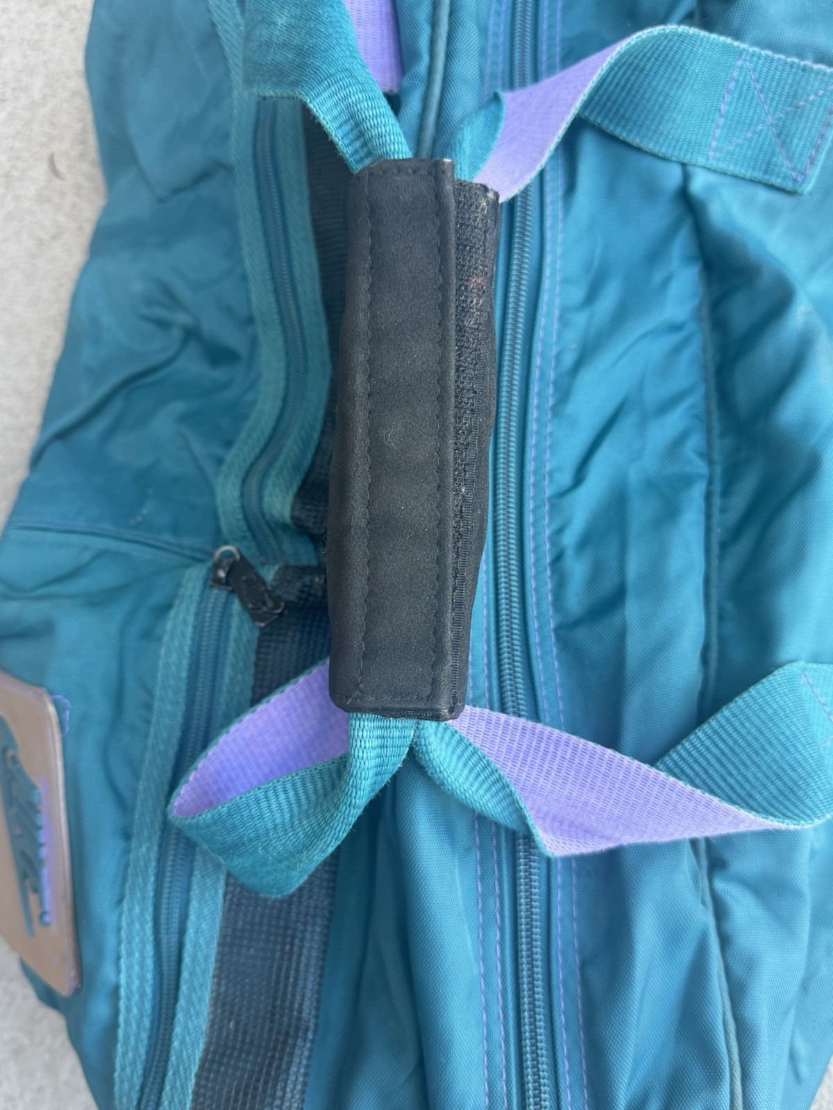 Vintage 80s Nike Duffle Bag Shoulder Strap Teal Purple Gym