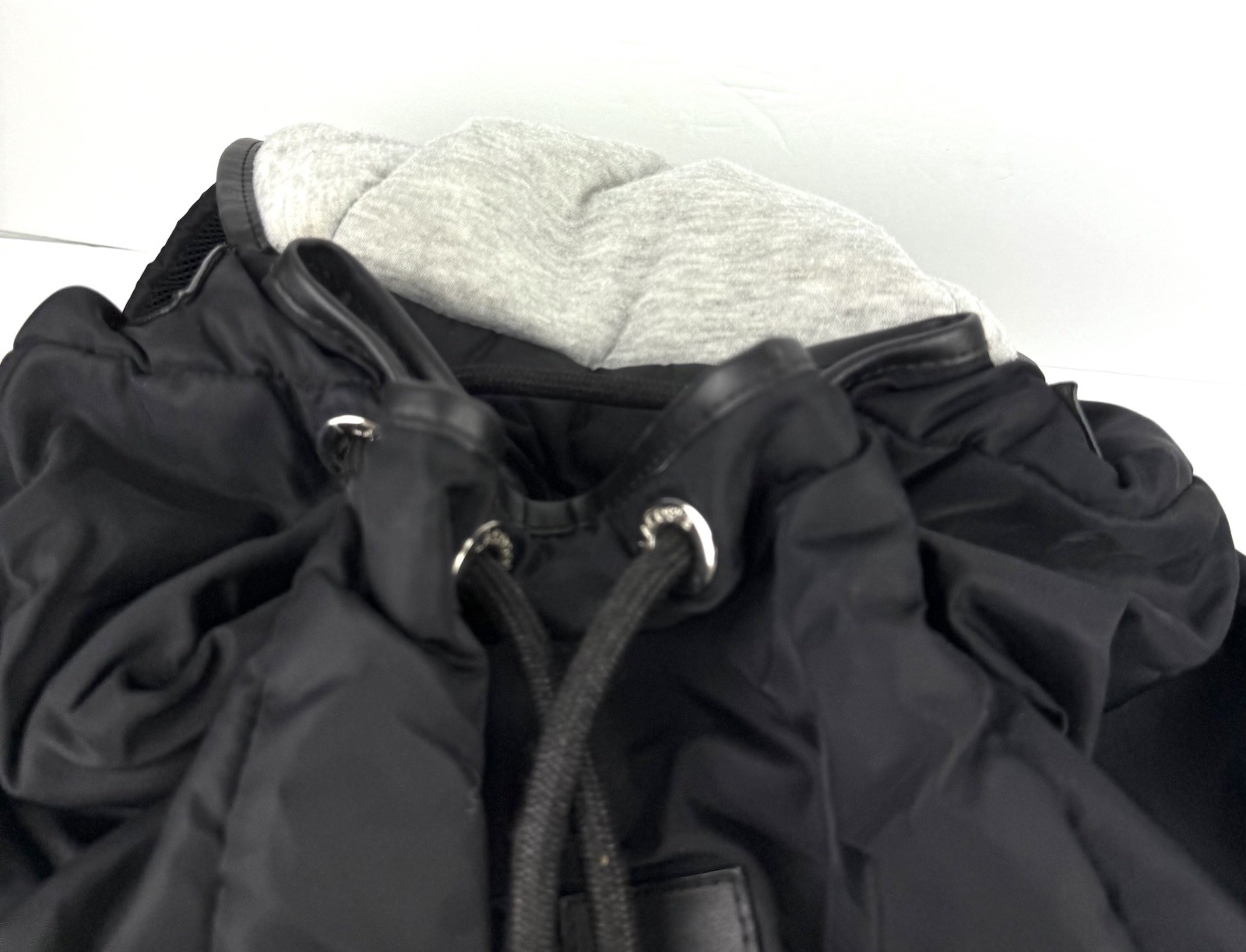 Lacoste Backpack Large Black Nylon Drawstring Rucksack Vintage READ