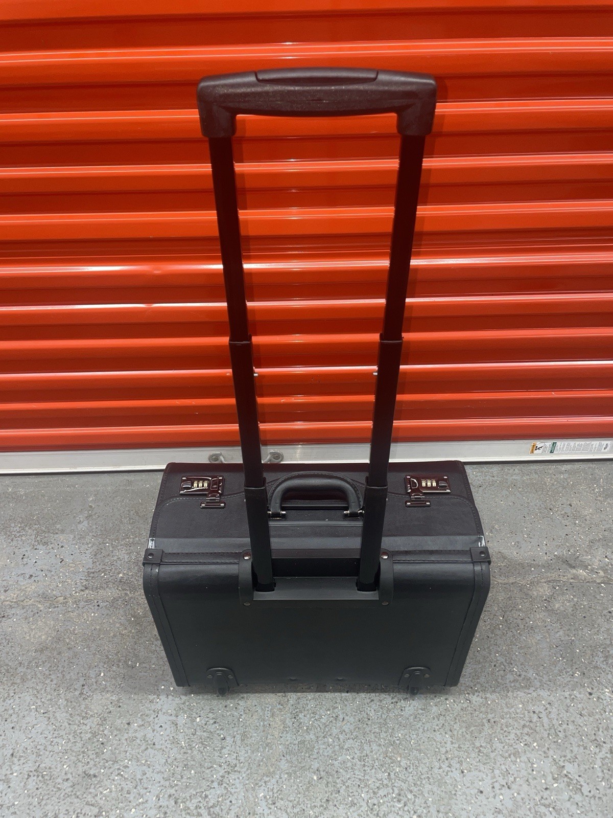 Alpine Swiss Roller Laptop Briefcase Leather Wheeled Upright Black New NOS