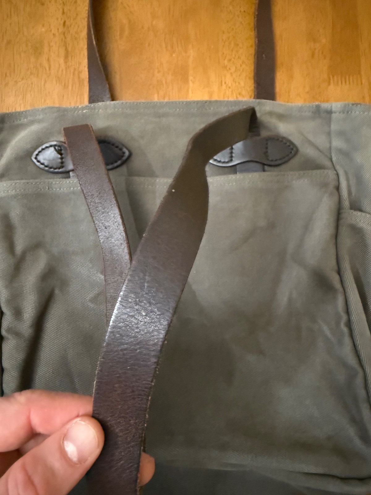 Previously Loved Filson 260 Open Tote Otter Green USA Rugged Twill Leather Bag