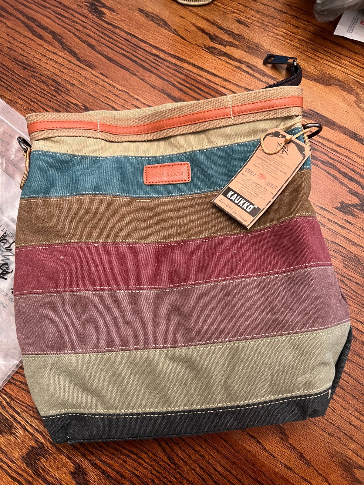 Kaukko Theideaman Striped Canvas Shoulder Crossbody Bag Womens Or Mens Bag
