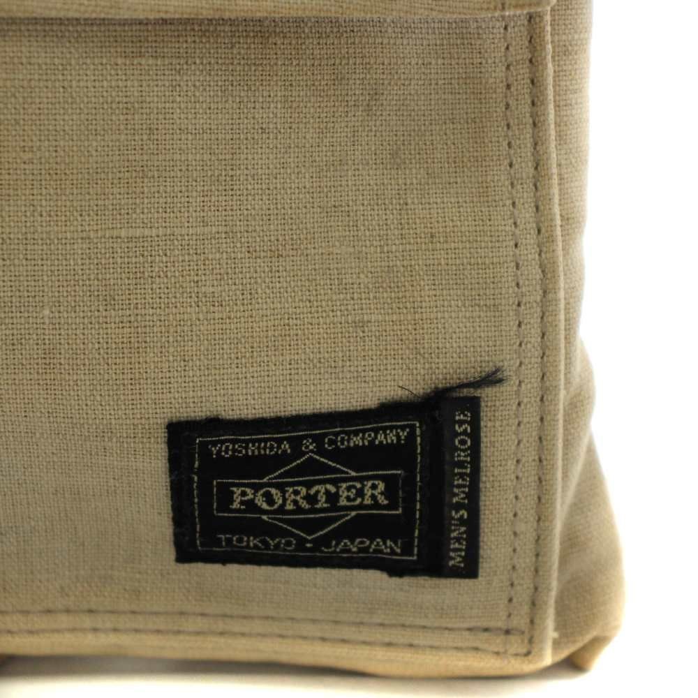 Authentic Porter Yoshida Canvas Shoulder Bag Beige 16cm x 20cm Damaged Condition