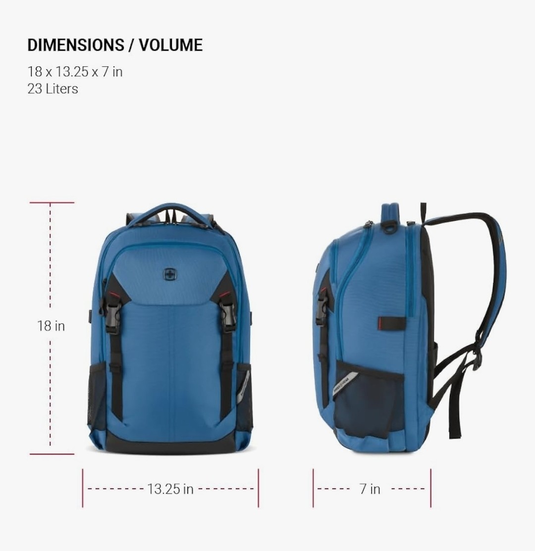 SwissGear Civic Pro Laptop Backpack, Navy, 18”x13.25”x7” New with Tags MRSP $80