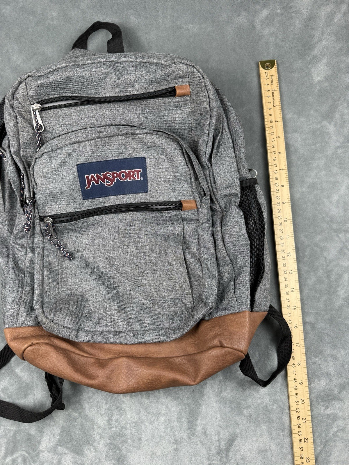 JanSport Right Pack Backpack Color: Graphite Grey Suede Leather Bottom ORIGINAL