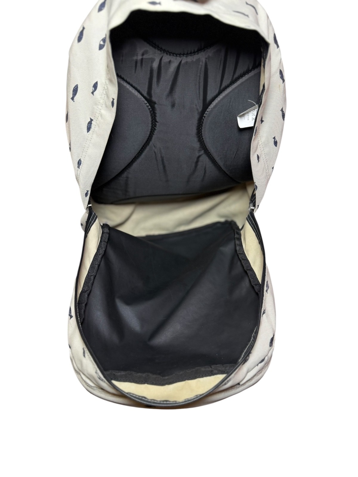 Eastpak Fish Print Backpack Gray Black School Travel Laptop Book Bag
