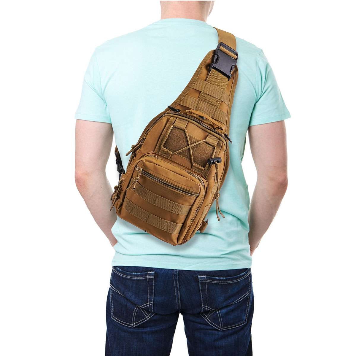 Mens Outdoor Shoulder Chest Bag Military Tactical Backpack Travel Camping Hiking