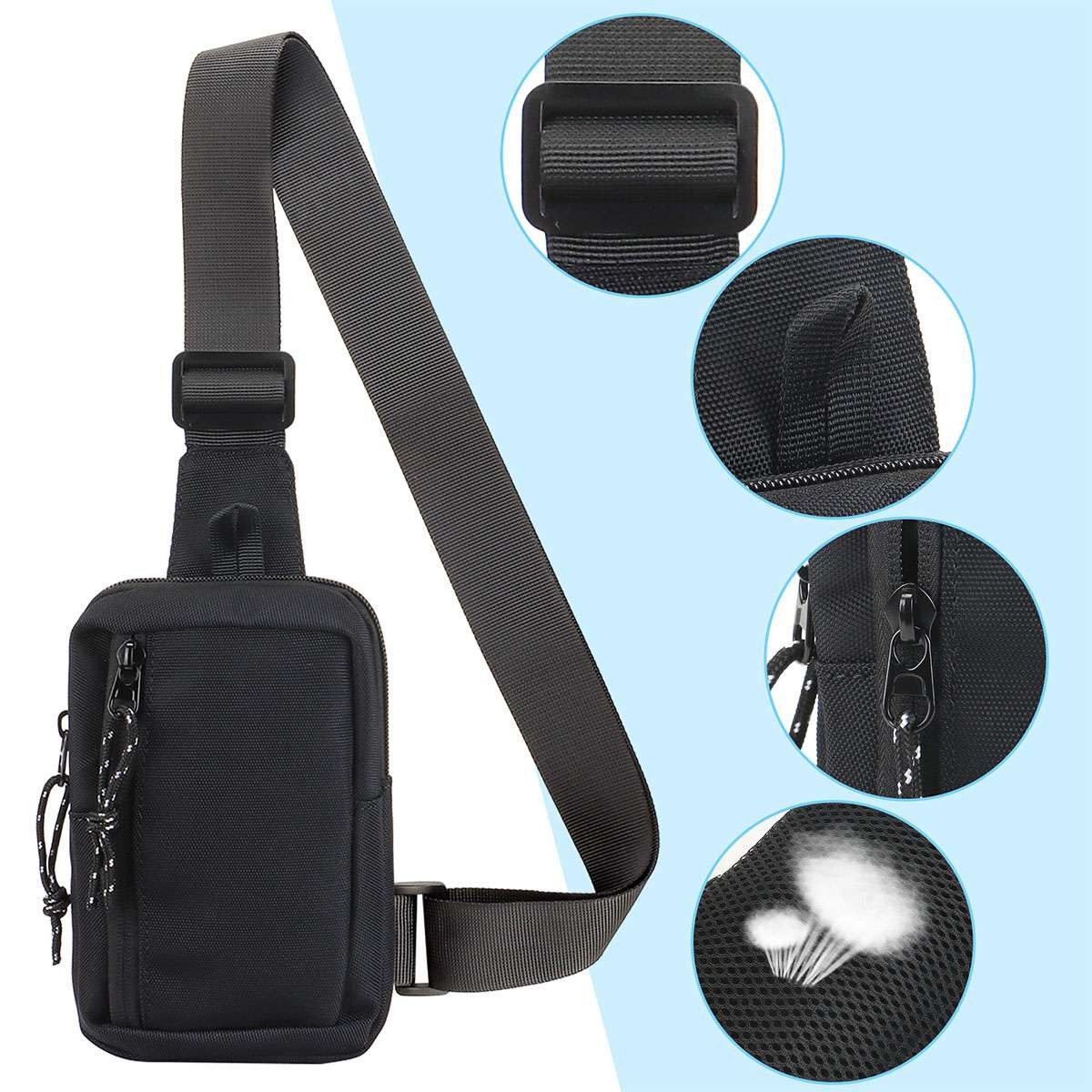 Men’s Sling Shoulder Bag Oxford Chest Pack Crossbody Casual Travel Phone Packet