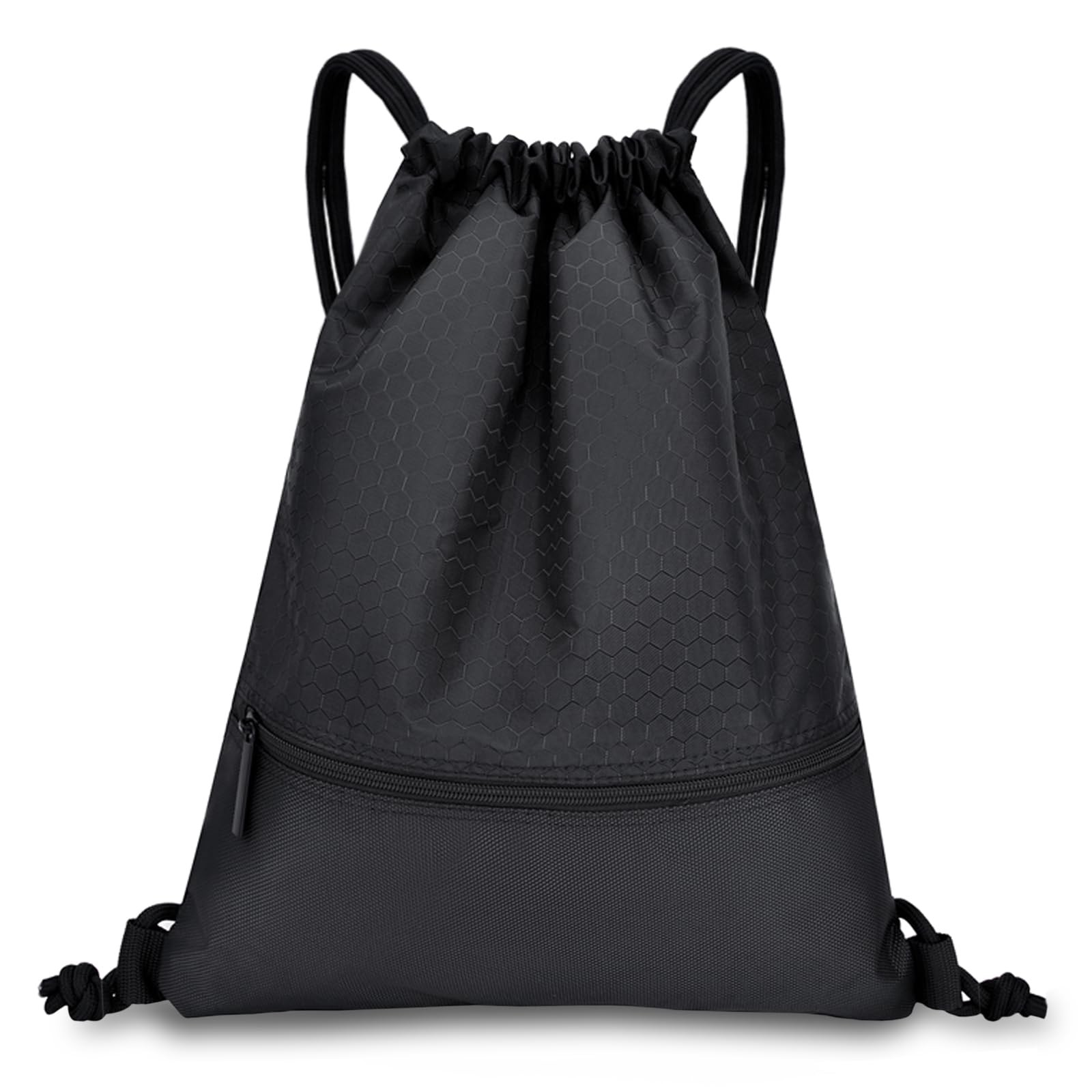 Drawstring Backpack Sackpack String Bag Sports Gym Bag Zip Pocket Men Women