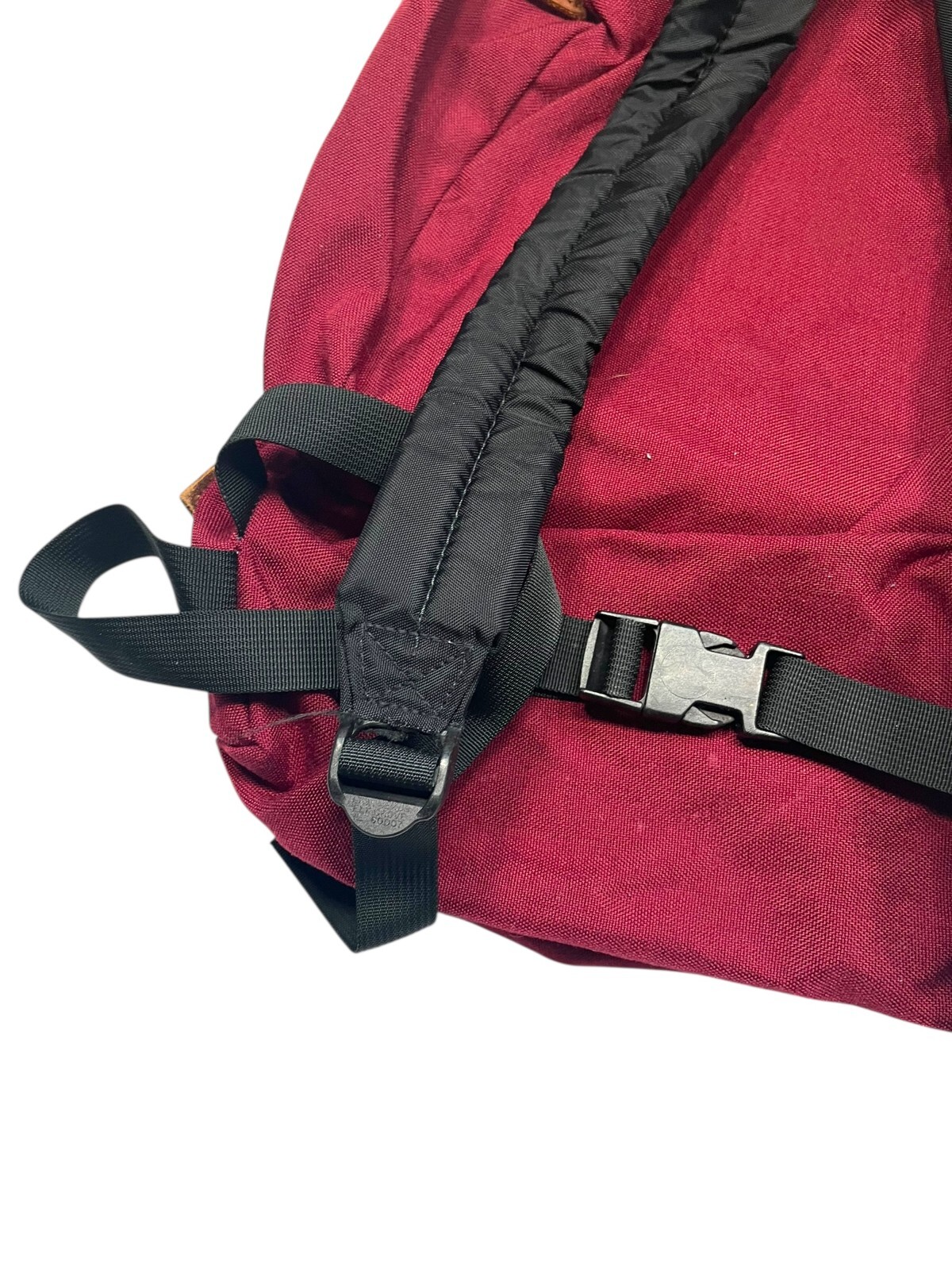 Vtg 90s JANSPORT Red/Brown LEATHER-PATCH HIKE BACKPACK Outdoor Gear School Bag