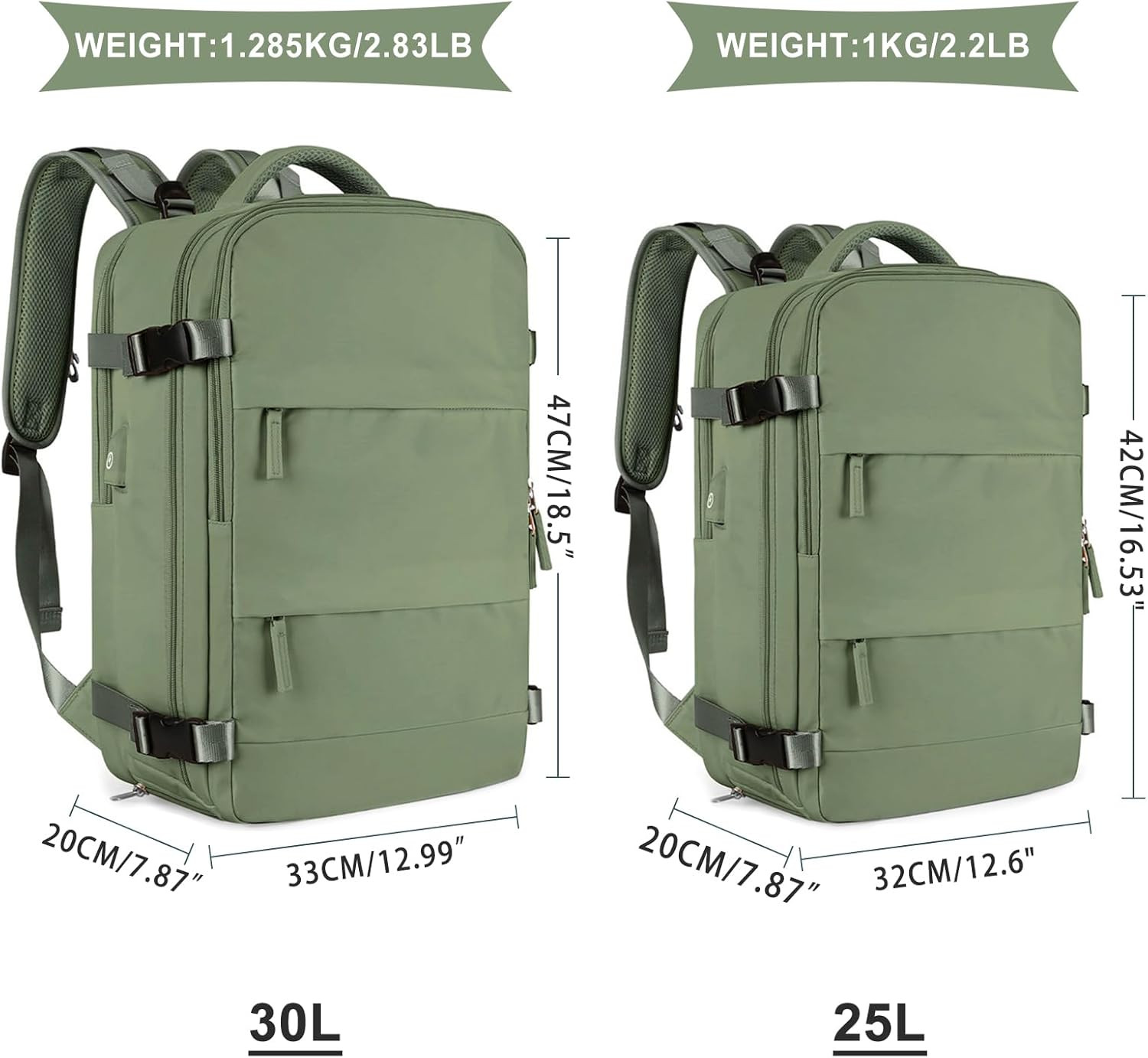 Coowoz Large Travel Backpack Flight Approved Waterproof Carry-On Daypack