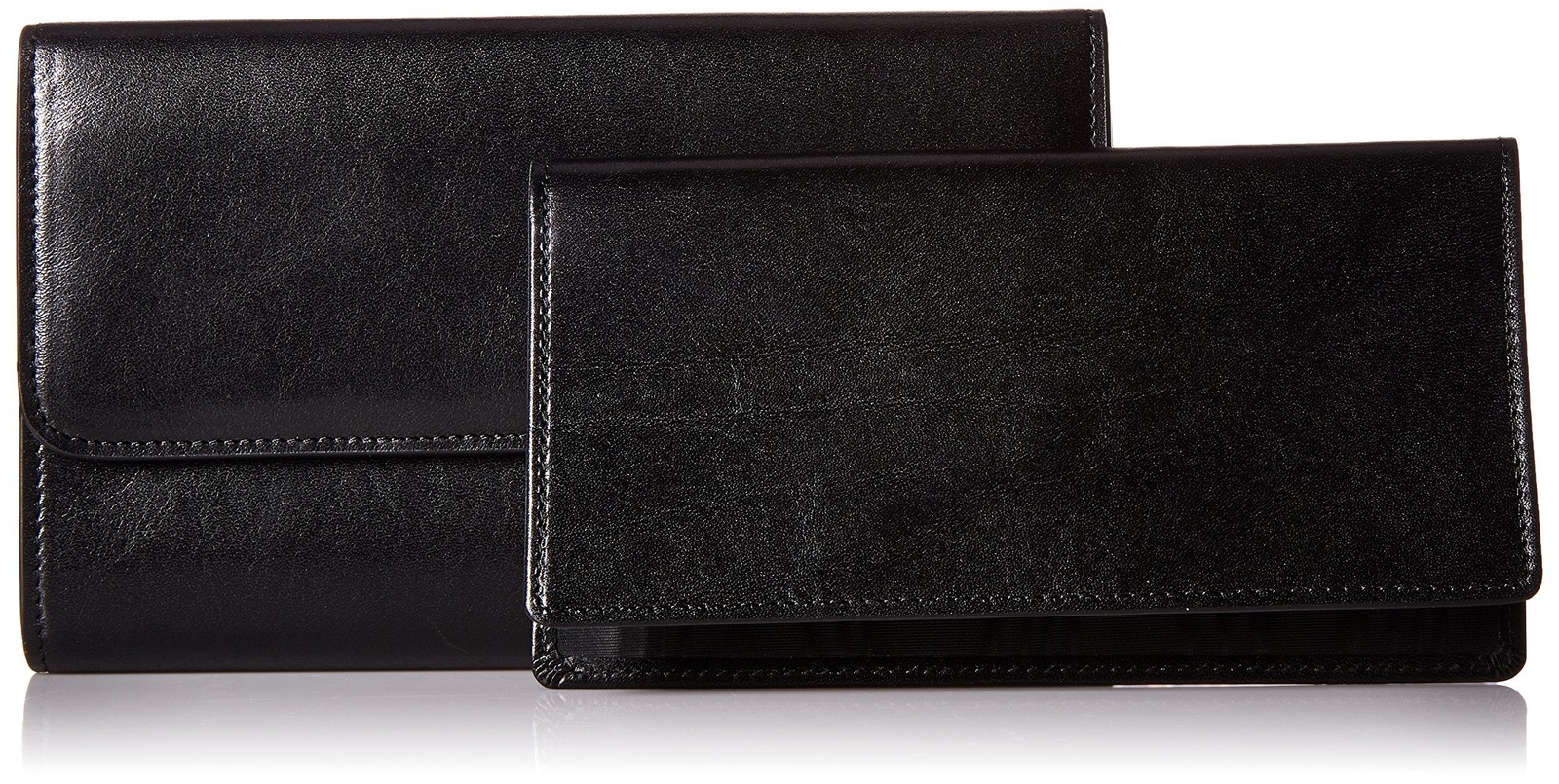 Bosca Womens Old Leather Framed Checkbook Clutch Wallet Black One Size U1