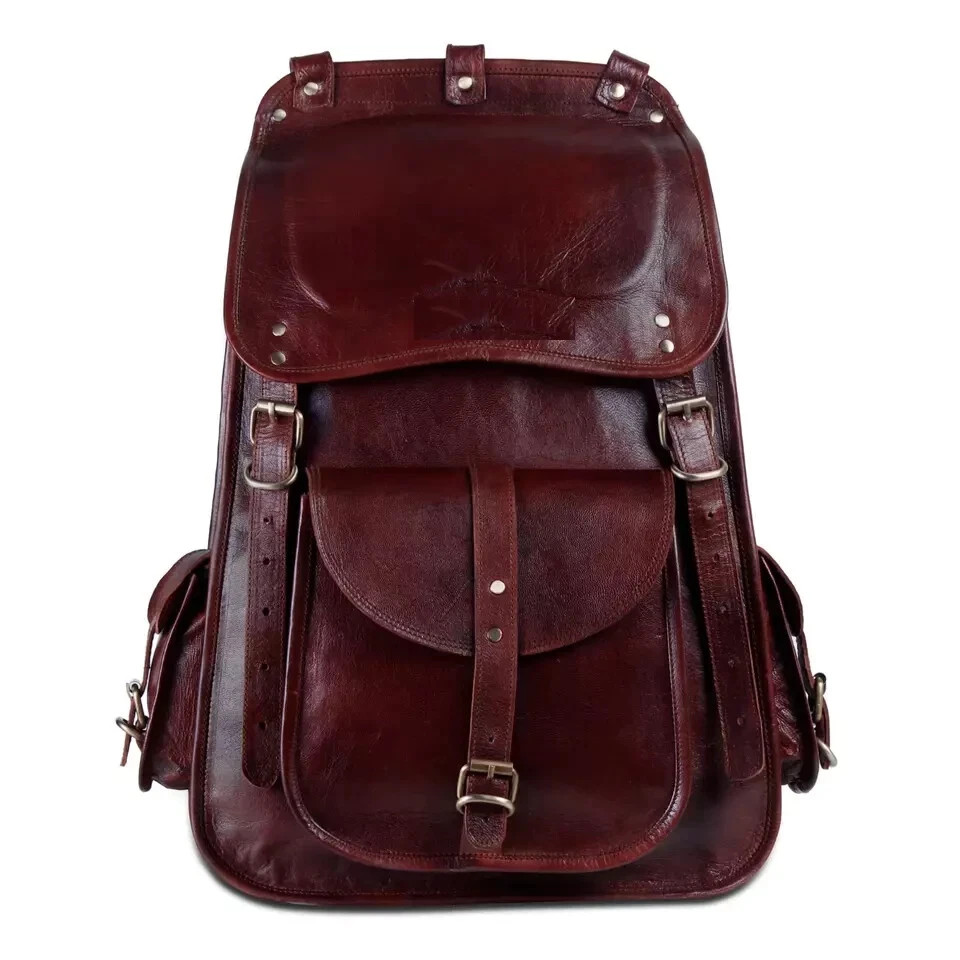 Vintage Leather Backpack Brown Rucksack Laptop Bag Handmade Travel Mens