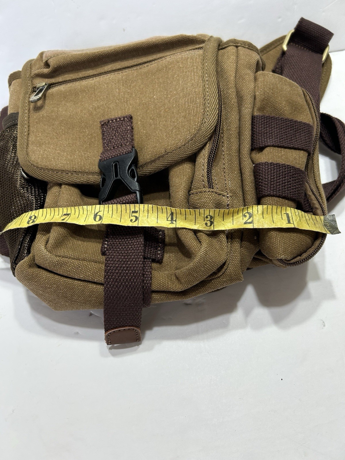 Kaukko Brown Canvas Crossbody Messenger Bag Sling Shoulder Bag Pockets NWT