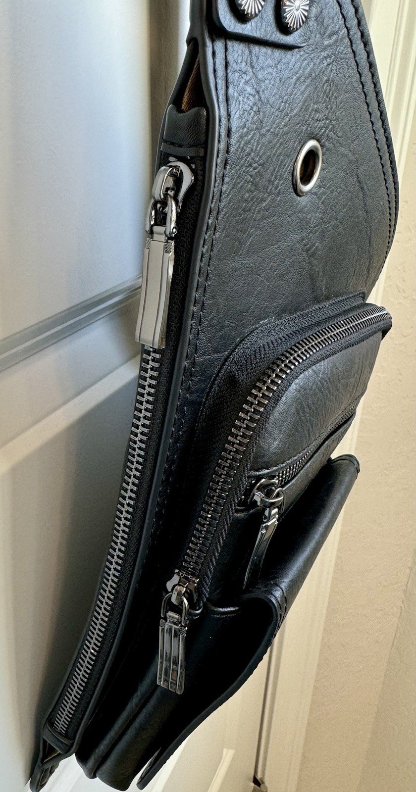 Sling Crossbody Chest Shoulder Bag Men Women Adjustable Vegan Leather
