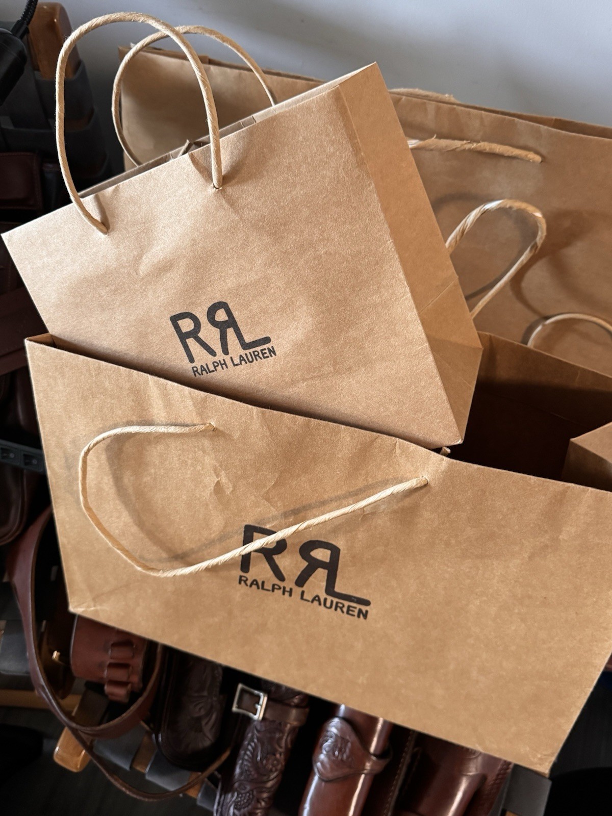 RRL Double RL Drawstring & Paper bags, Vintage Garment Tags Separately Or As Lot