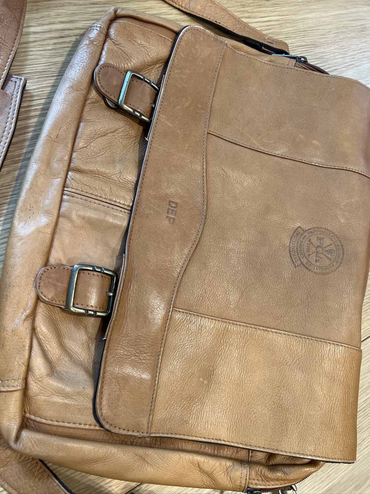 PGA Professional Leather Messenger Bag Tan Shoulder Laptop Briefcase