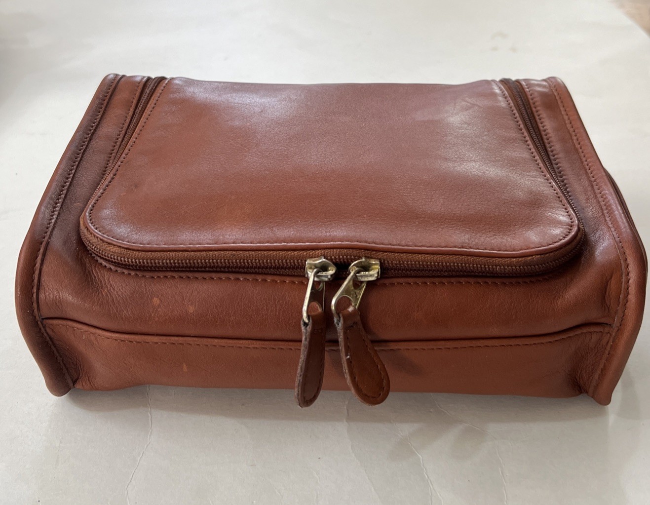 Vintage Coach Dopp Kit Men’s Brown Leather Toiletry Bag Travel Zip Around