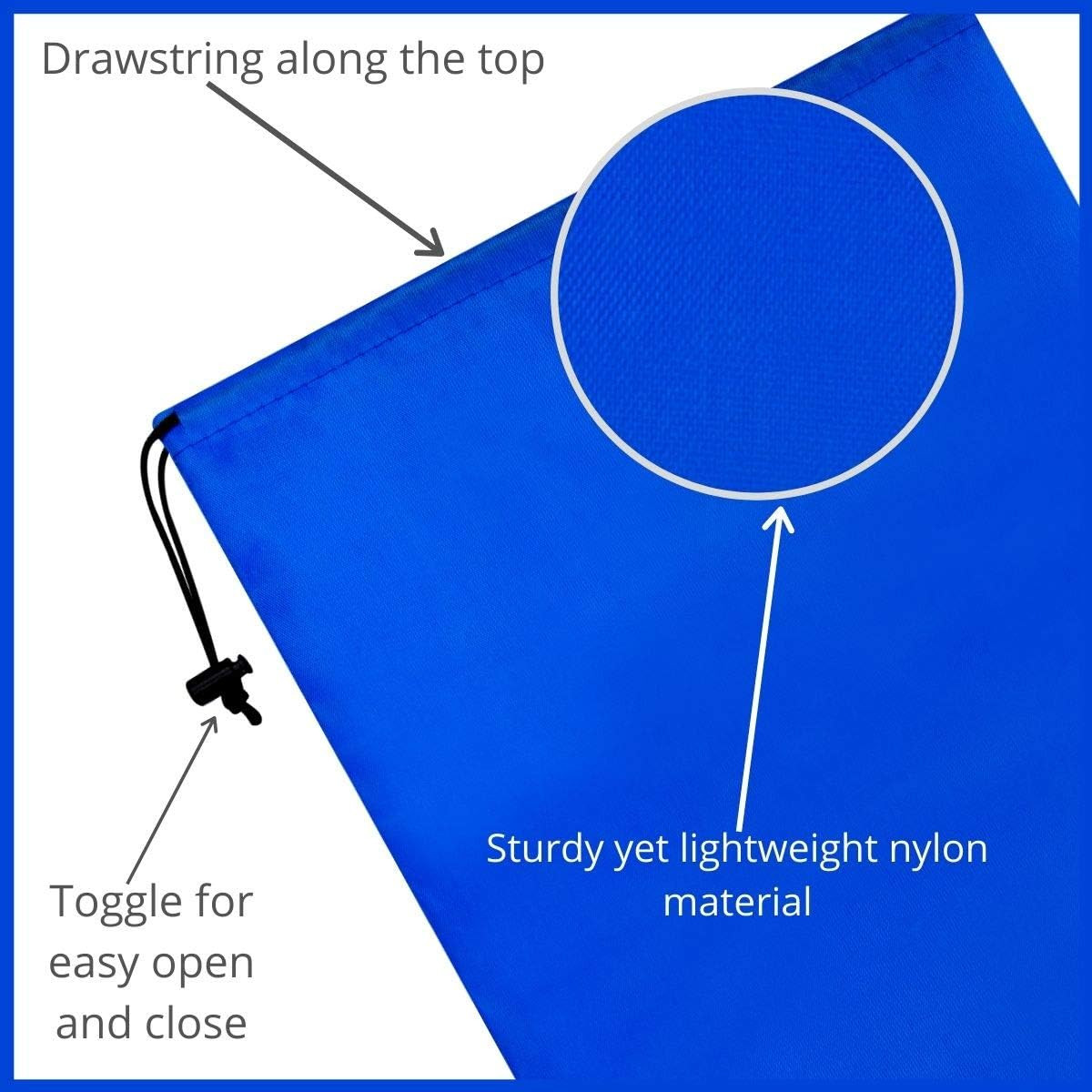Drawstring Bag – Nylon Cinch and Ditty Stuff Pouch with Toggle (10 X 15-12 Pack,