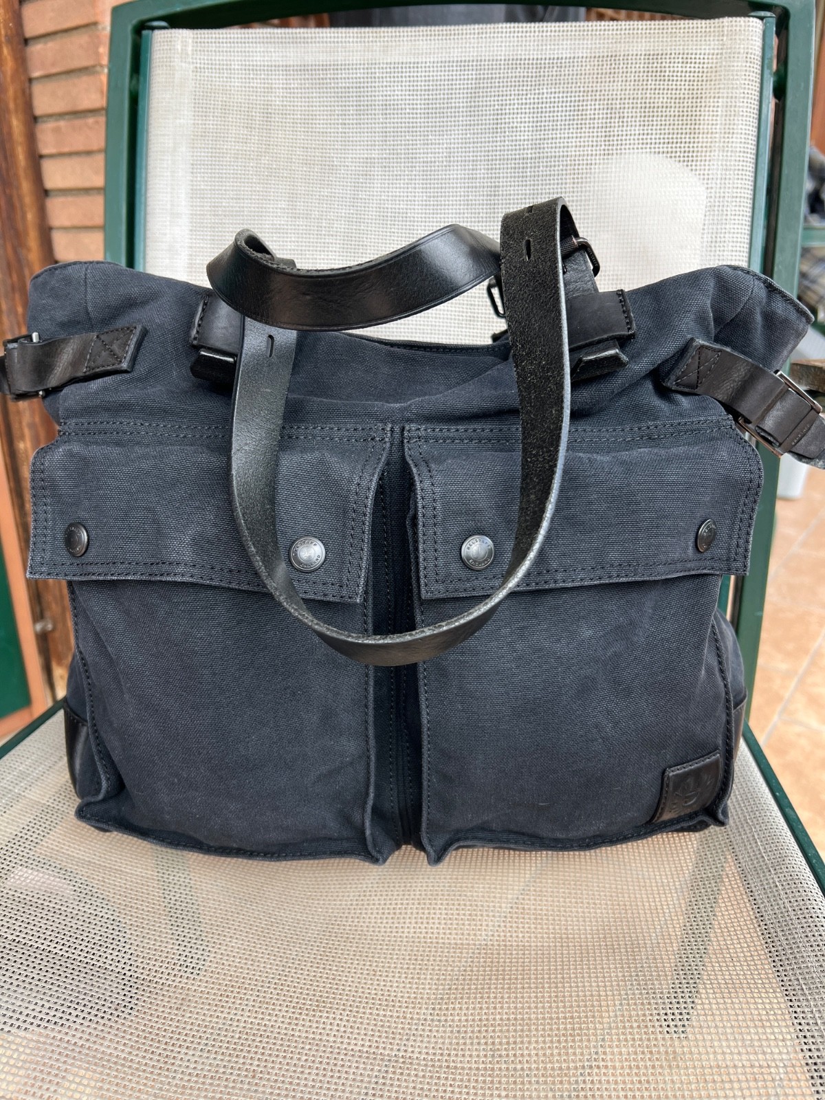 BELSTAFF HANDBAG TOTE BAG Cotton & Leather Colonial Made Italy