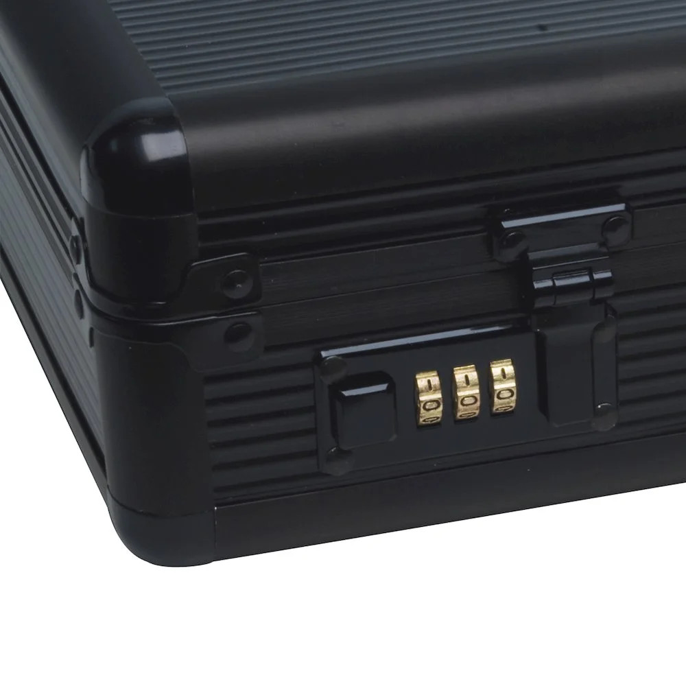 Unisex Anti-Theft Aluminum Briefcase with Combination Locks, Black