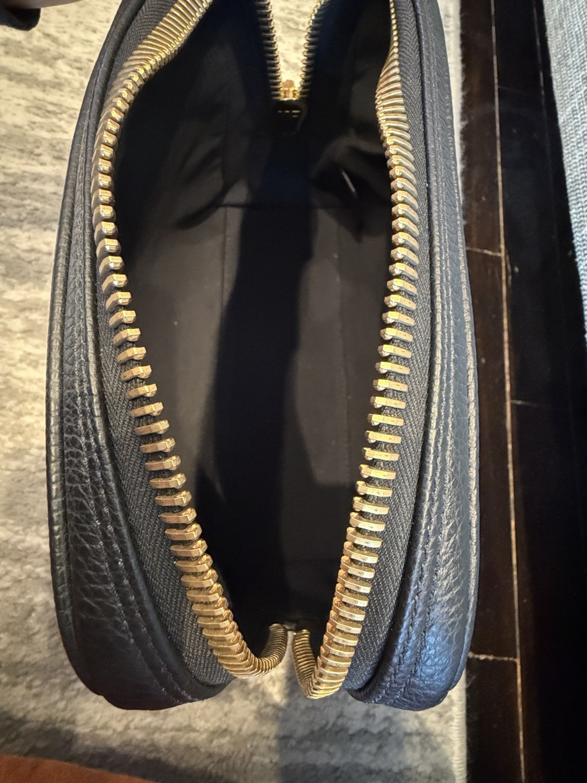 Tom Ford Olive Black Pebble Grained Leather Single Zip Toiletry Bag NWT $0 Ship