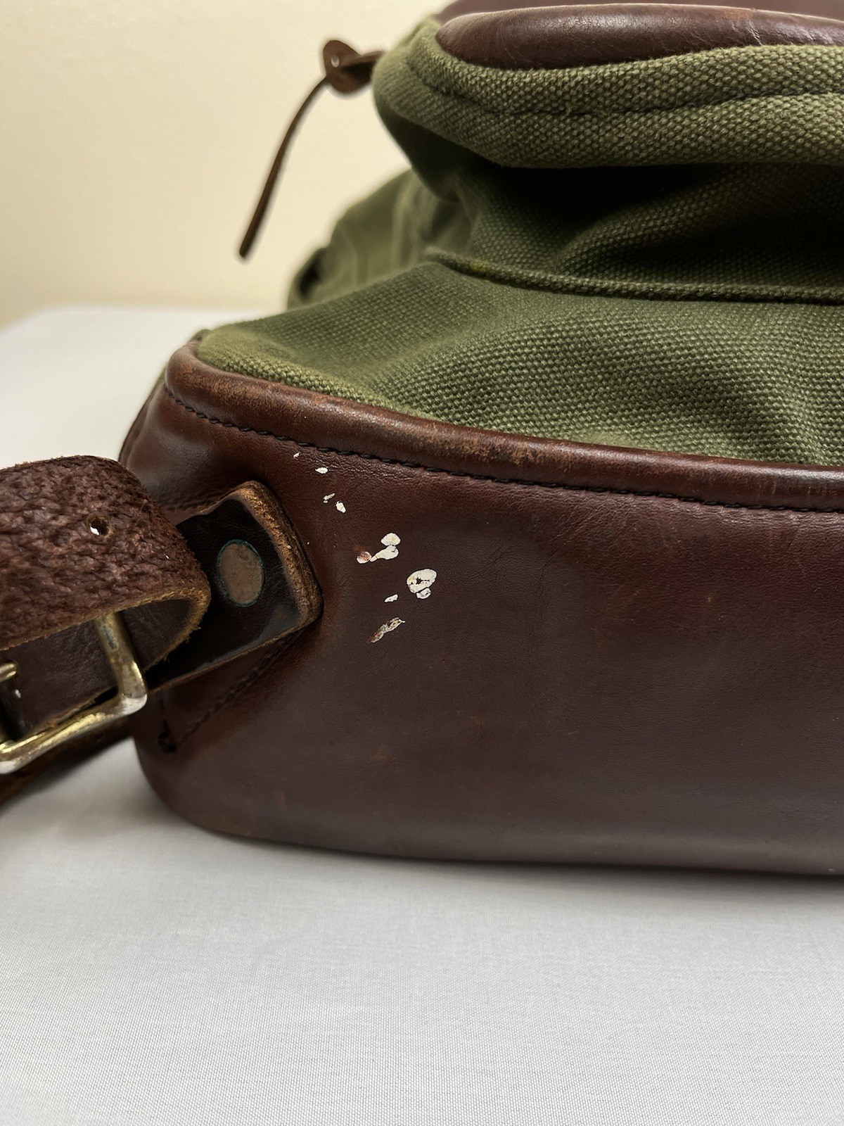 Duluth Pack Green Canvas & Brown Leather Backpack Made In USA YKK Zip Rare