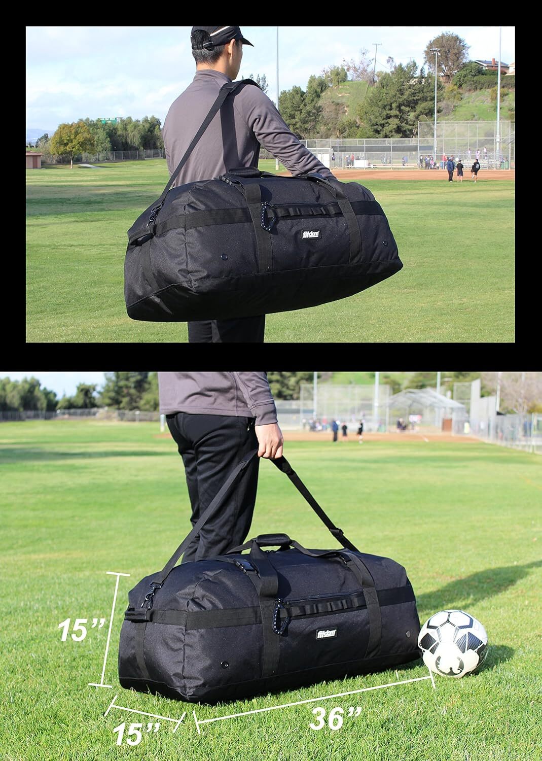 130L 36″ Heavy Duty Extra Large Sports Gym Equipment Travel Duffle Bag W/Adjusta