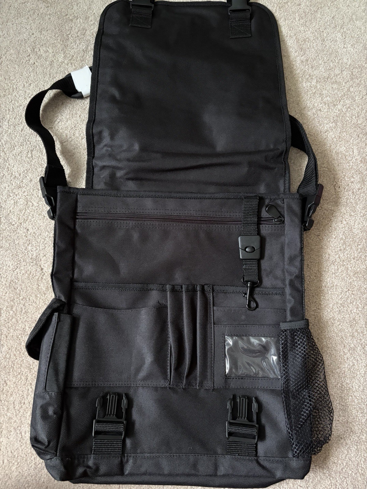 Black Embroidered Electric Guitar Fold Over Multi Pocket Strap Messenger Bag Nw