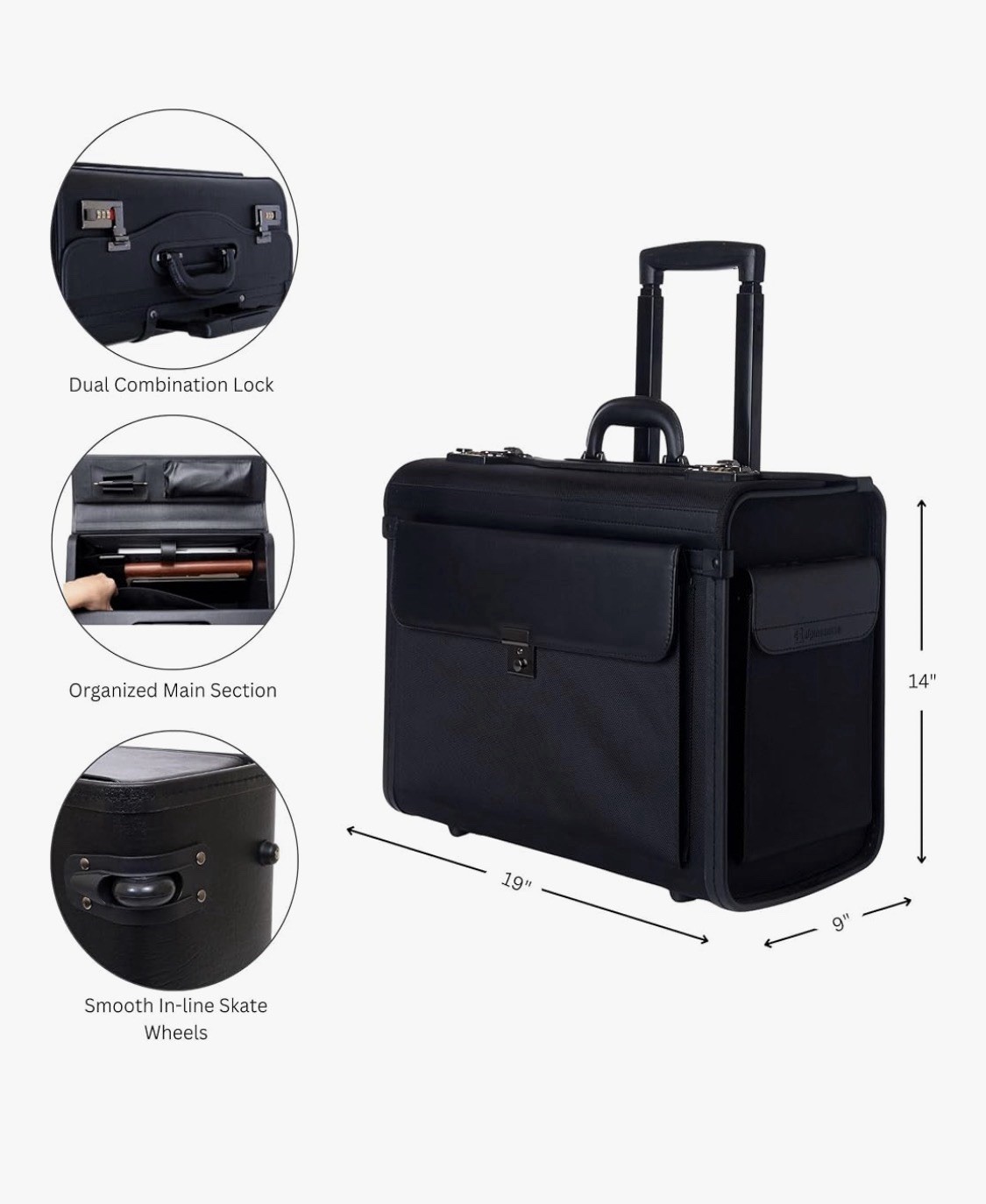 Alpine Swiss Rolling 17″ Laptop Briefcase on Wheels Attache Lawyers Case Locks