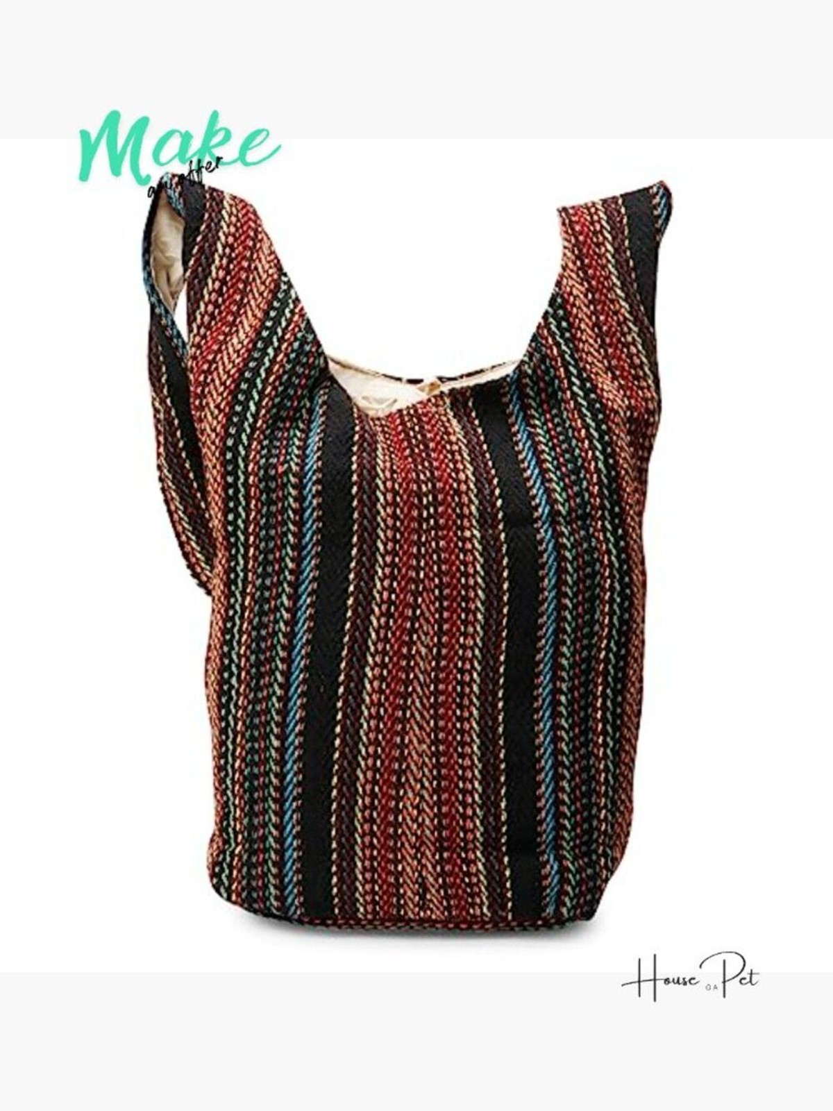 Hemp Messenger Crossbody Sling Bag Boho Eco-Friendly Organic