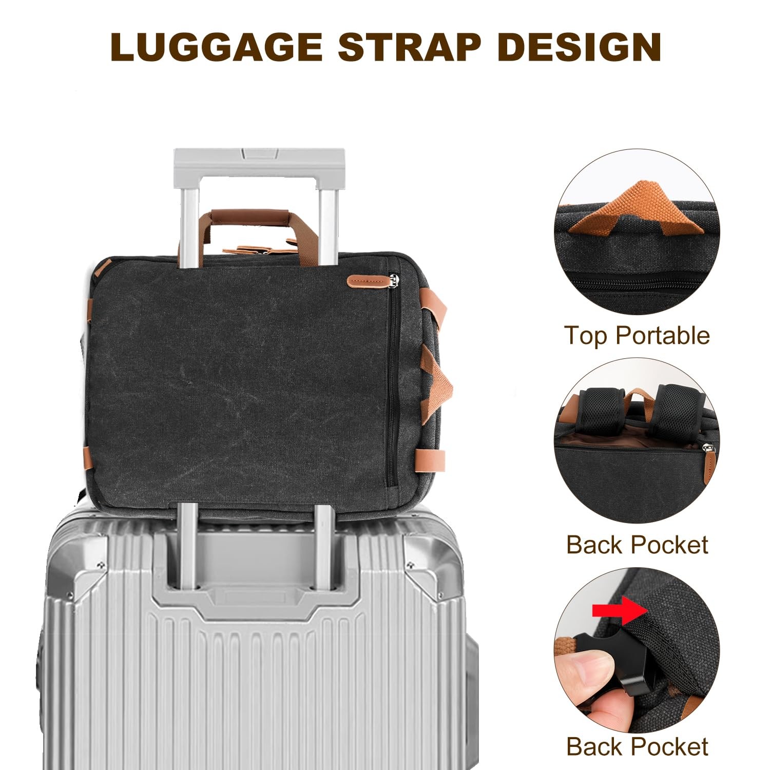 3 in 1 Convertible Briefcase Backpack 17.3 inch Laptop Backpack Case Messenge