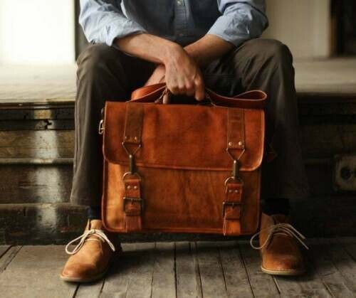Leather Vintage Laptop Bag Satchel Genuine Men’s Handmade Messenger Briefcase