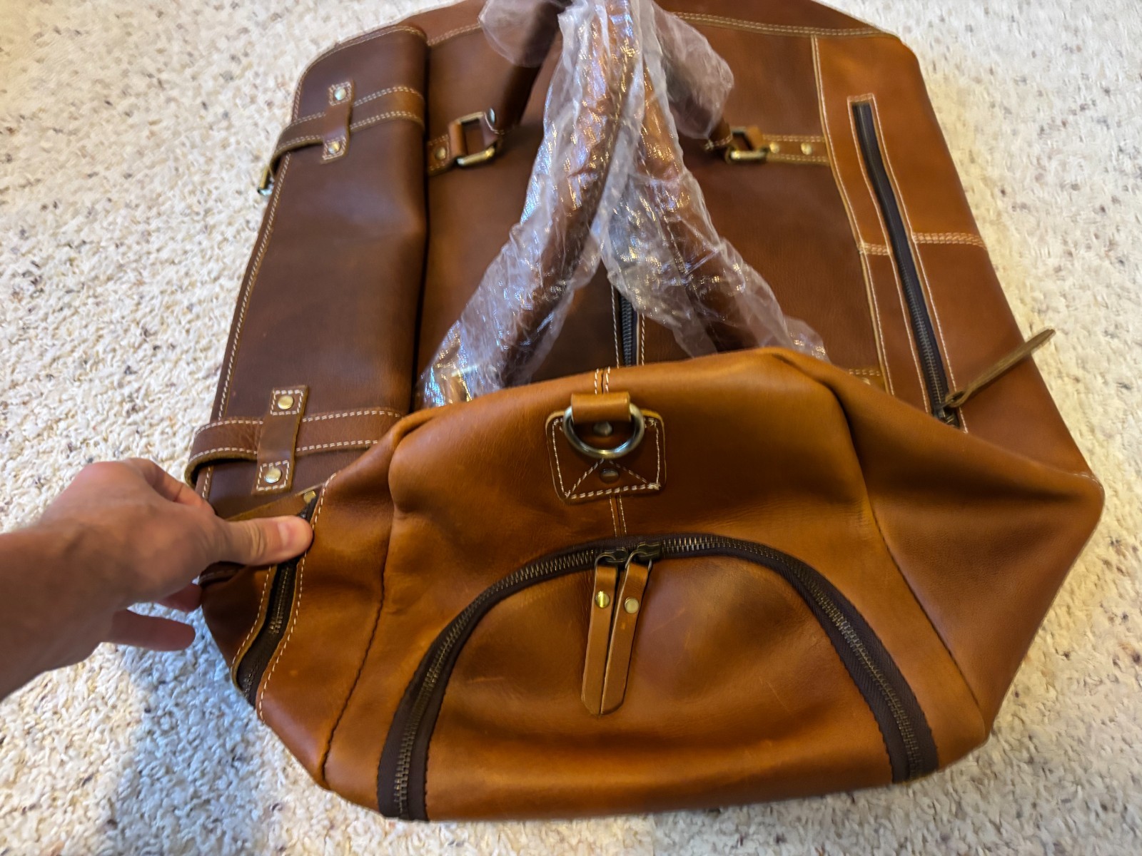 Komal Leather Duffel Bag Large Brown Overnight Travel Weekender Carry On