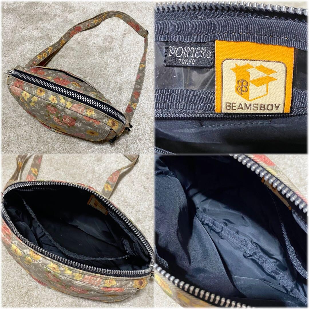 PORTER BEAMS BOY Monogram Floral Shoulder Bag Gray Japan Women 25cm 17cm 9cm