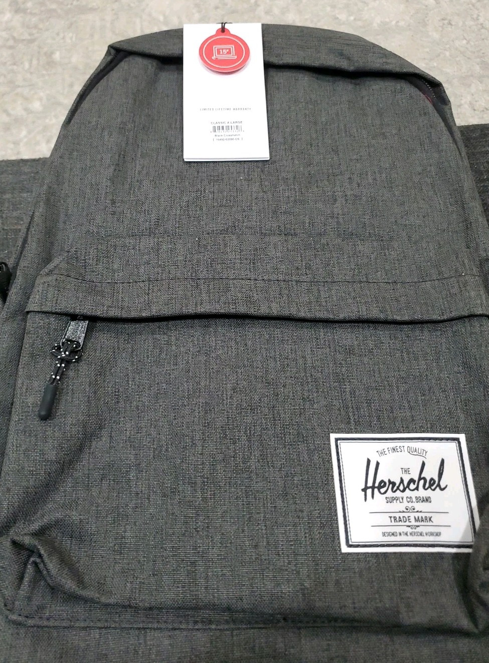Herschel Classic Backpack, Black Crosshatch, XL 30.0L
