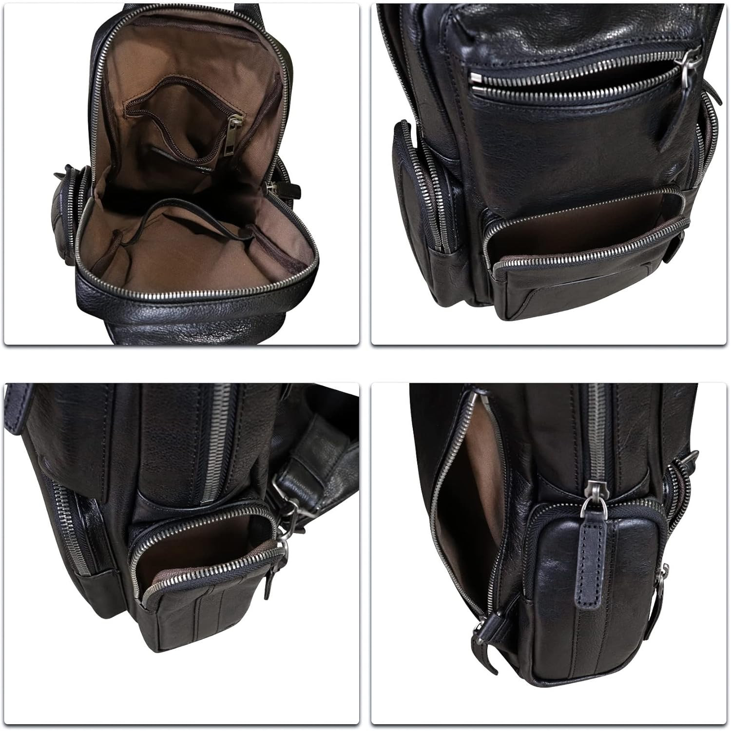 Genuine Leather Sling Bag Crossbody Casual Hiking Daypack Vintage Handmade Chest